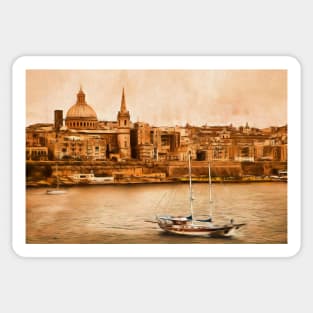 Valletta Malta in the style of Georgia O'Keefe Sticker